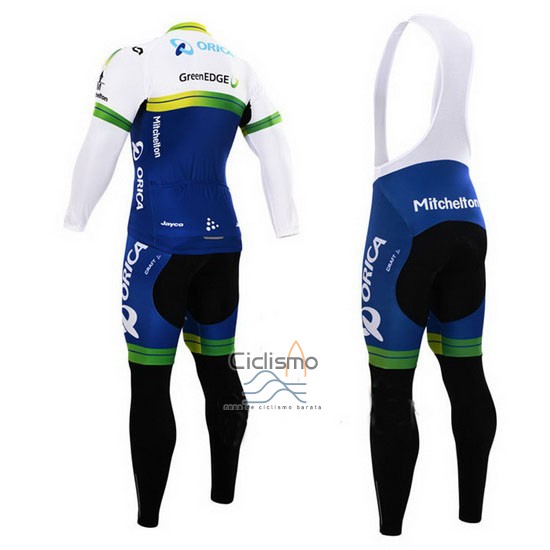 Orica Verdeedge Ropa Ciclismo Culotte Largo 2015 Mangas Largas Blanco y Azul